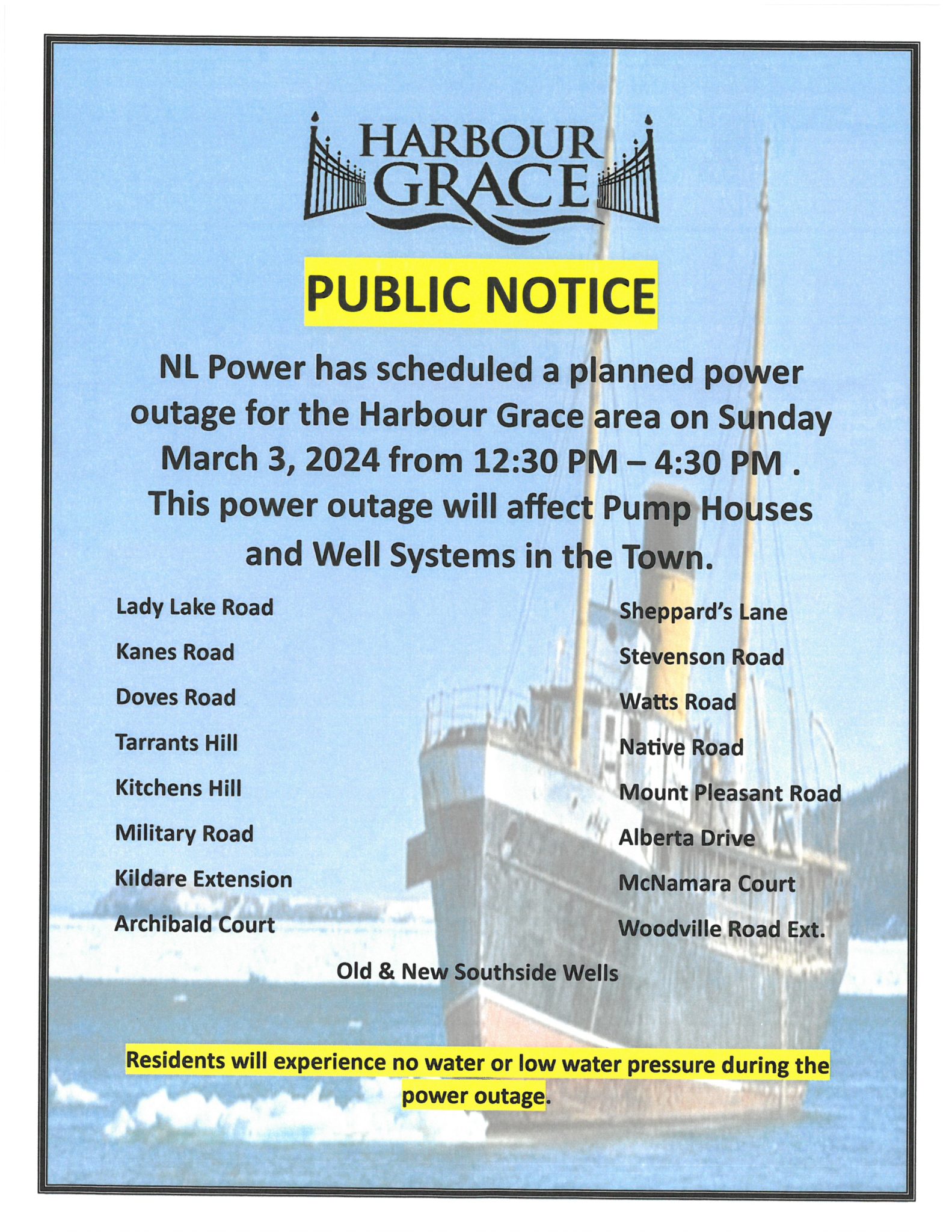 PUBLIC NOTICE POWER OUTAGE MARCH 3 2024 Harbour Grace   SKM C28724030113030 1583x2048 