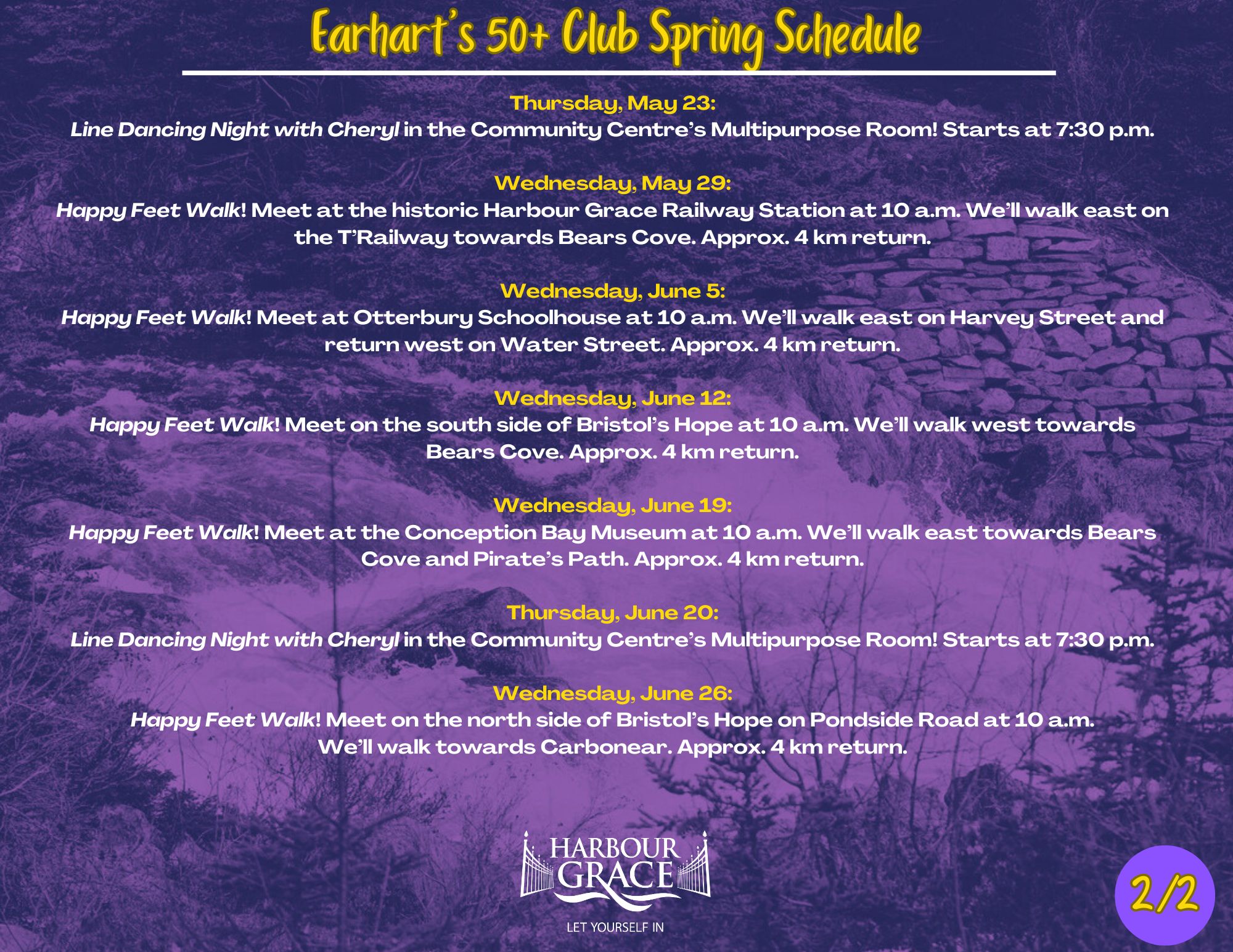 Earhart’s 50+ Club Line Dancing Nights with Cheryl Harbour Grace