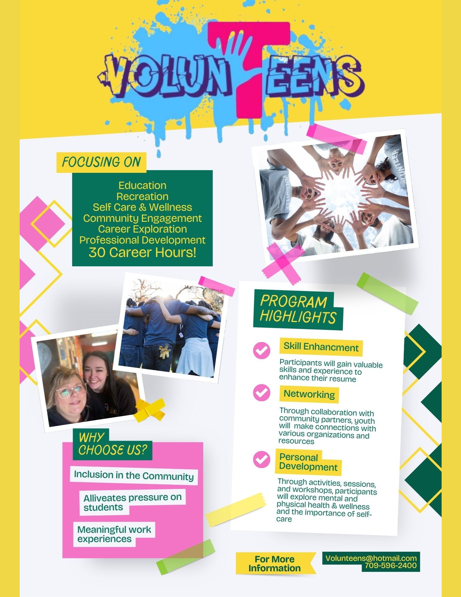 SPLASH Centre VolunTeens Program Information Harbour Grace